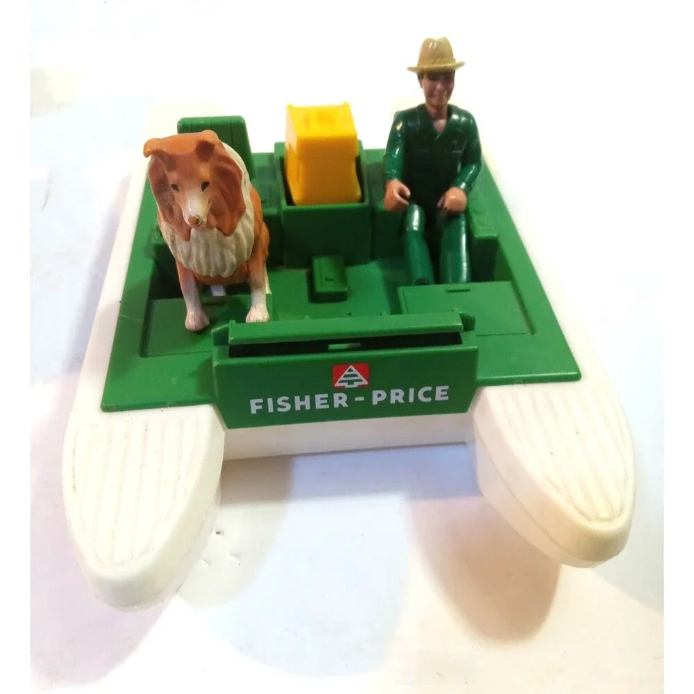 Vintage Fisher Price Adventure People Yellow Patrol Ranger PLANE 307 &Boat 1976